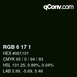 Color code: RGB 6 17 1 | qconv.com