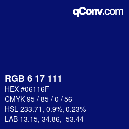 Color code: RGB 6 17 111 | qconv.com
