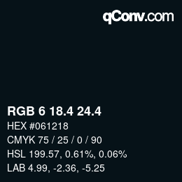 カラーコード: RGB 6 18.4 24.4 | qconv.com