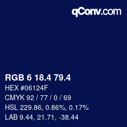 カラーコード: RGB 6 18.4 79.4 | qconv.com
