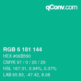 Color code: RGB 6 181 144 | qconv.com