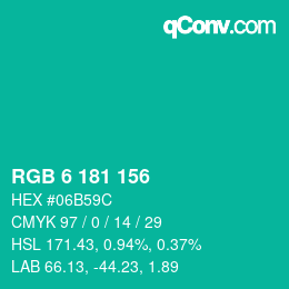 Color code: RGB 6 181 156 | qconv.com