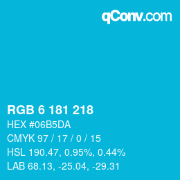 カラーコード: RGB 6 181 218 | qconv.com