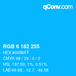 Color code: RGB 6 182 255 | qconv.com