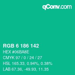 Color code: RGB 6 186 142 | qconv.com