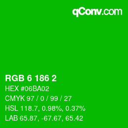 Color code: RGB 6 186 2 | qconv.com