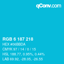 Color code: RGB 6 187 218 | qconv.com