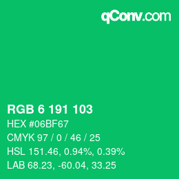 Color code: RGB 6 191 103 | qconv.com