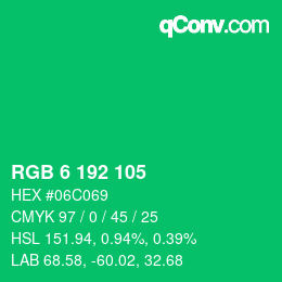 Color code: RGB 6 192 105 | qconv.com