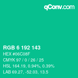 Color code: RGB 6 192 143 | qconv.com