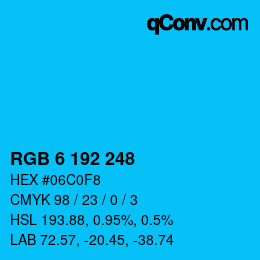 Color code: RGB 6 192 248 | qconv.com