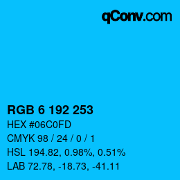 Color code: RGB 6 192 253 | qconv.com