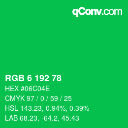 カラーコード: RGB 6 192 78 | qconv.com