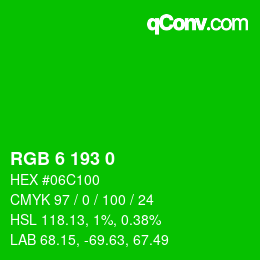 Color code: RGB 6 193 0 | qconv.com