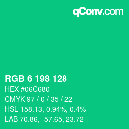 Color code: RGB 6 198 128 | qconv.com