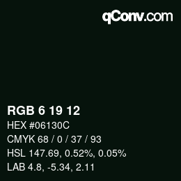 Color code: RGB 6 19 12 | qconv.com