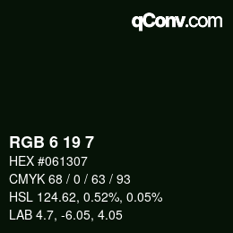 Color code: RGB 6 19 7 | qconv.com