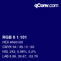 Color code: RGB 6 1 101 | qconv.com
