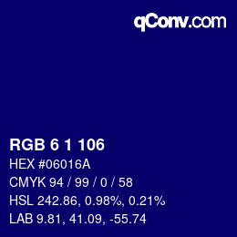 Color code: RGB 6 1 106 | qconv.com