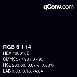 Color code: RGB 6 1 14 | qconv.com