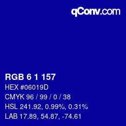 Color code: RGB 6 1 157 | qconv.com