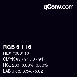 Color code: RGB 6 1 16 | qconv.com