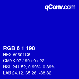 カラーコード: RGB 6 1 198 | qconv.com