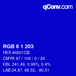 Color code: RGB 6 1 203 | qconv.com