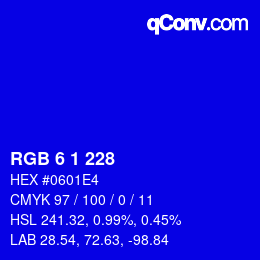Farbcode: RGB 6 1 228 | qconv.com