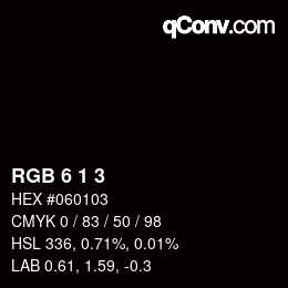 カラーコード: RGB 6 1 3 | qconv.com