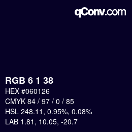 Color code: RGB 6 1 38 | qconv.com