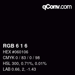 カラーコード: RGB 6 1 6 | qconv.com