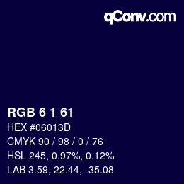 Color code: RGB 6 1 61 | qconv.com