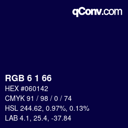 颜色代码: RGB 6 1 66 | qconv.com