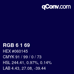Color code: RGB 6 1 69 | qconv.com