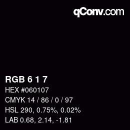 カラーコード: RGB 6 1 7 | qconv.com