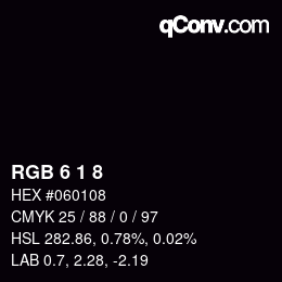 Color code: RGB 6 1 8 | qconv.com