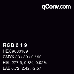 カラーコード: RGB 6 1 9 | qconv.com