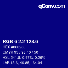 カラーコード: RGB 6 2.2 128.6 | qconv.com