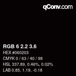 カラーコード: RGB 6 2.2 3.6 | qconv.com