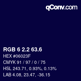 カラーコード: RGB 6 2.2 63.6 | qconv.com