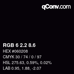 カラーコード: RGB 6 2.2 8.6 | qconv.com