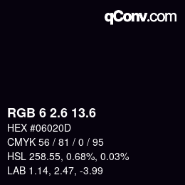 カラーコード: RGB 6 2.6 13.6 | qconv.com
