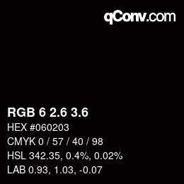 カラーコード: RGB 6 2.6 3.6 | qconv.com