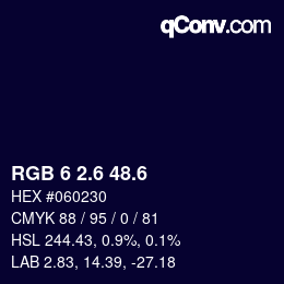 カラーコード: RGB 6 2.6 48.6 | qconv.com