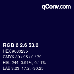 カラーコード: RGB 6 2.6 53.6 | qconv.com