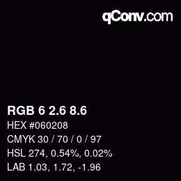 カラーコード: RGB 6 2.6 8.6 | qconv.com