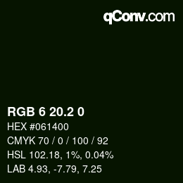 カラーコード: RGB 6 20.2 0 | qconv.com