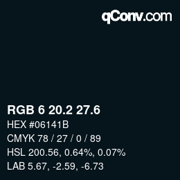 カラーコード: RGB 6 20.2 27.6 | qconv.com