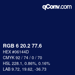 カラーコード: RGB 6 20.2 77.6 | qconv.com